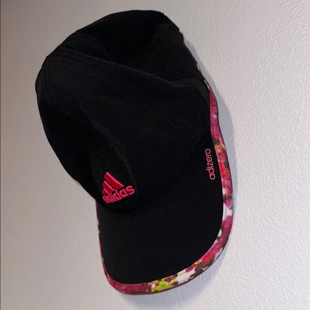 adidas Black Cap with Hot Pink Logo and Floral Brim Velcro women’s - Picture 2 of 4